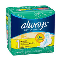 Always Ultra Thin Maxi Pads With Flexi-Wings, Regular - 10 Ea