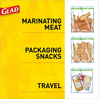 Glad Zipper Storage Bag Gallon, 20 Bags