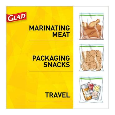 Glad Zipper Storage Bag Gallon, 20 Bags
