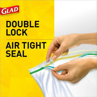 Glad Zipper Storage Bag Gallon, 20 Bags