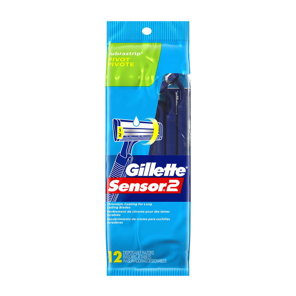 Gillette Sensor 2 Lubrastrip Pivoting Head Men's Disposable Razors, 12 Ea, 12 Pack