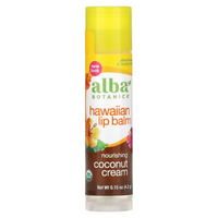 Alba Botanica Hawaiian Coconut Cream Lip Balm, 0.15 Oz