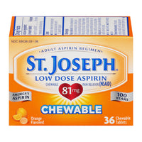 St.Joseph Chewable Aspirin Pain Reliever 81Mg Tablets, Orange, 36 Ea