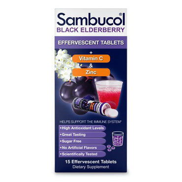 Sambucol Black Elderberry Original Formula Vitamin C Plus Zinc Effervescent Tablets, 15 Ea