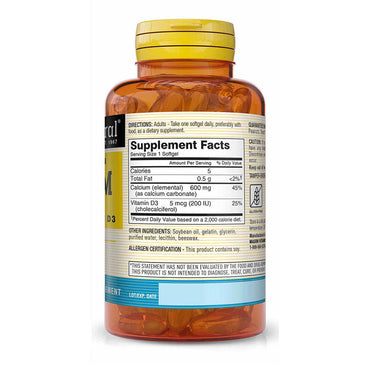 Mason Liquid Calcium 1200 Mg With Vitamin D Calcium Supplement Softgels - 60 Ea
