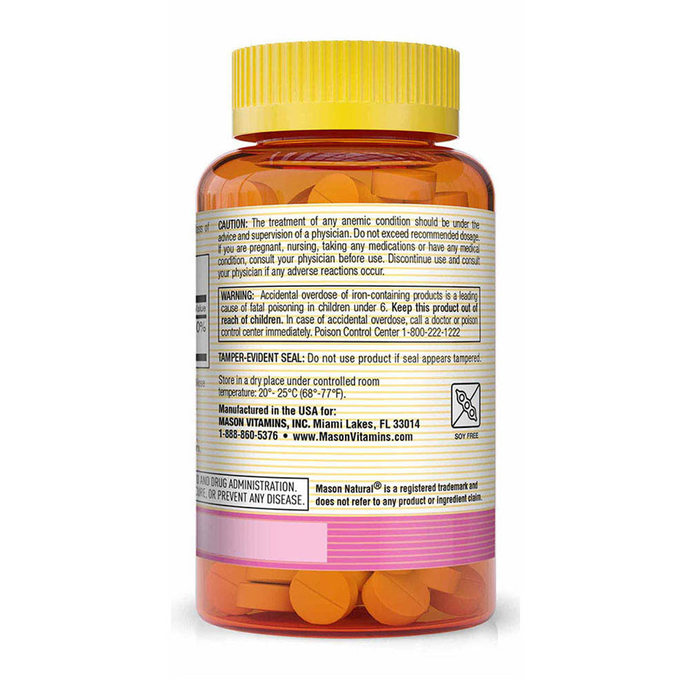 Mason Natural Ferrous Gluconate 240 Mg Iron Supplement Green Tablets Compare To Fergon - 100 Ea
