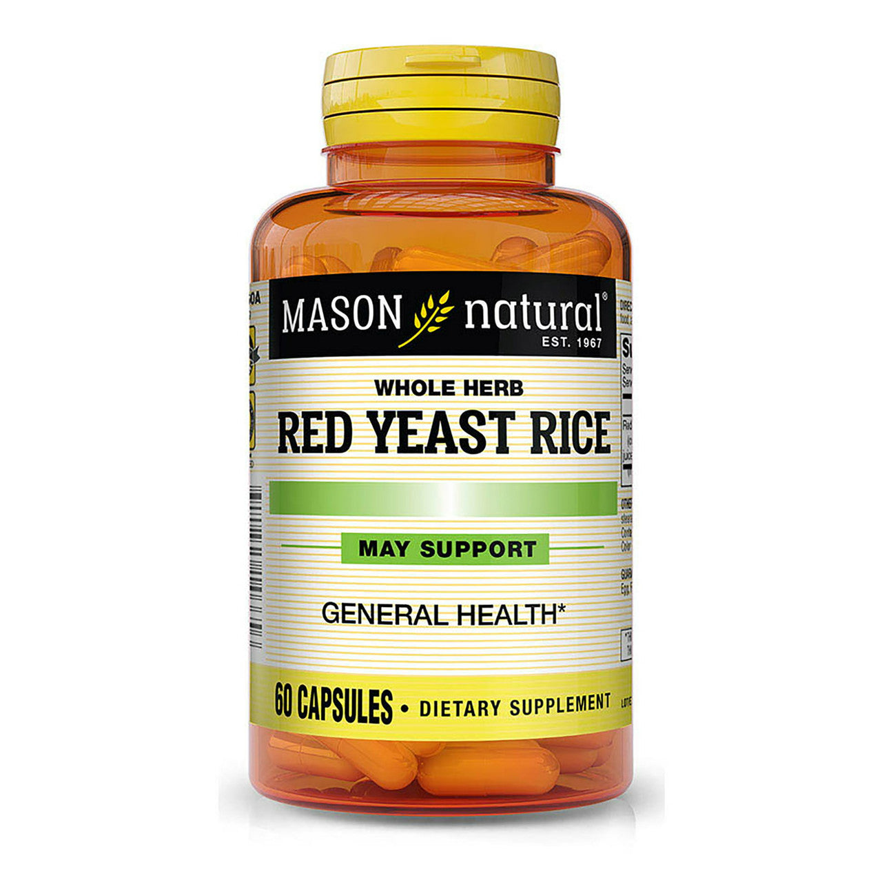 Mason Natural Red Yeast Rice 1200 Premium Herb Capsules, 60 Ea