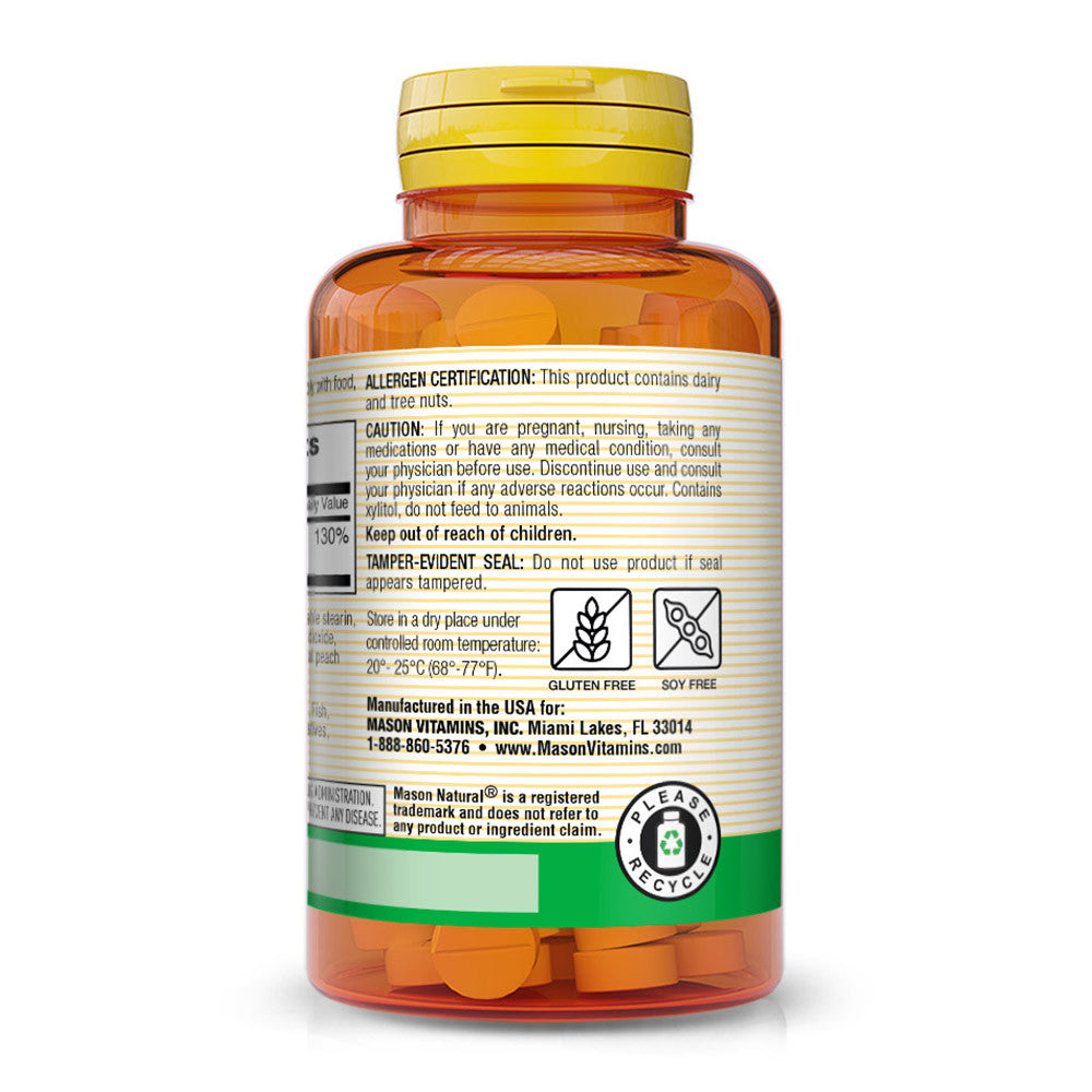 Mason Natural Vitamin D3 1000Iu Chewable Tablets, Peach Vanilla Flavor - 50 Ea