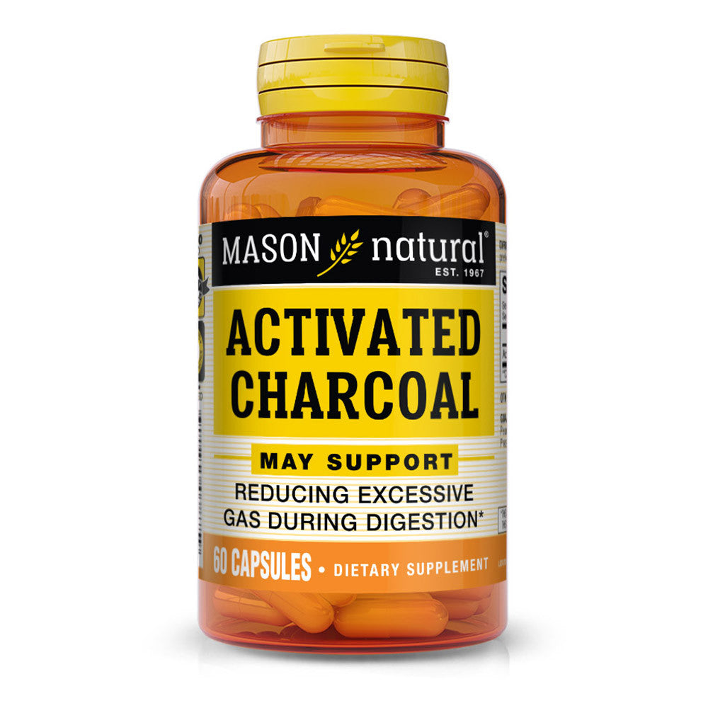Mason Natural Activated Vegetable Charcoal Capsules, Digestive Aid - 60 Ea