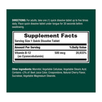 Natures Bounty Vitamin B12 500 Mcg Microlozenges, 100 Ea