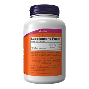 Now Foods Vitamin E Mixed Tocopherols 400 IU Softgels, 250 Ea