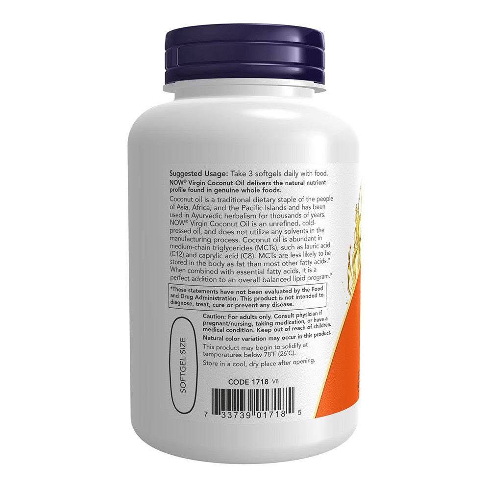 NOW Foods Virgin Coconut Oil 1000 mg Softgels, 120 Ea