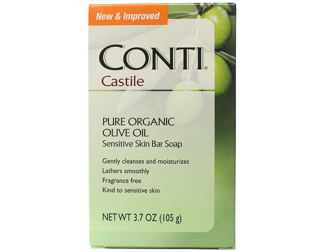 Conti Castile Pure Organic Olive Oil Sensitive Skin Bar Soap, 3.7 Oz
