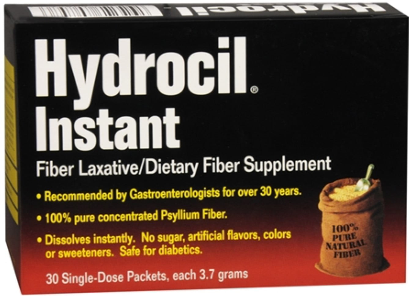 Hydrocil Instant Natural Fiber Laxative Packets for Digestive Health and Constipation Relief 0.13Oz (3.7g) 500Ea