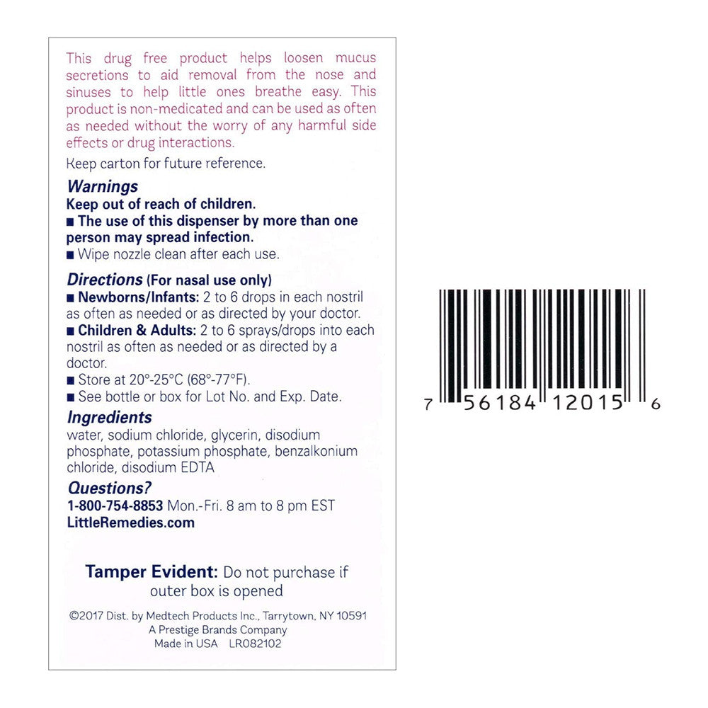 Little Remedies Saline Spray Drops For Dry Or Stuffy Noses, 1 Oz