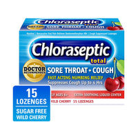 Chloraseptic Sore Throat Sugar Free Lozenges, Wild Cherry - 15 Ea