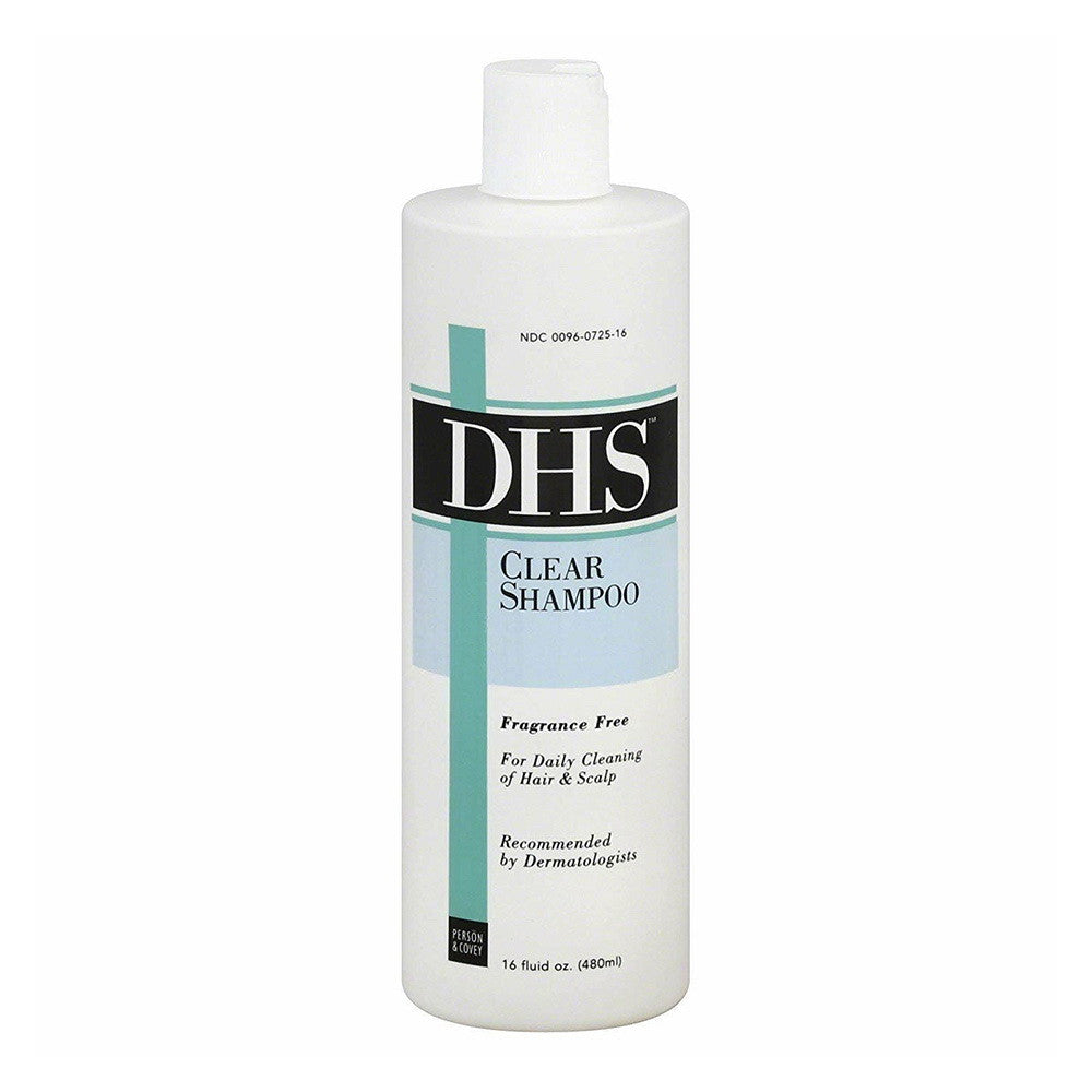 DHS Clear Hair Shampoo For Daily Cleaning Of Hair And Scalp, Fragrance Free, 16 Oz