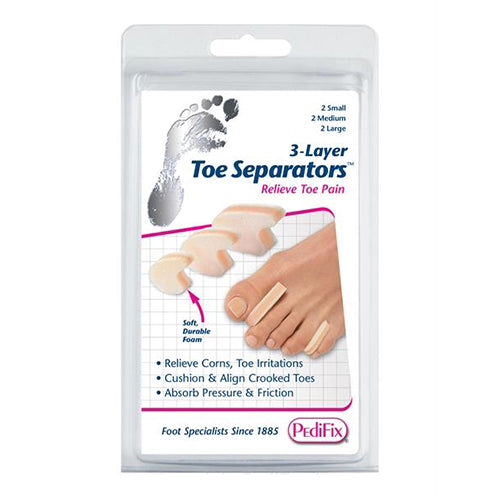 Pedifix Toe Separators, 3 Layer Foam, Small, 6 ea