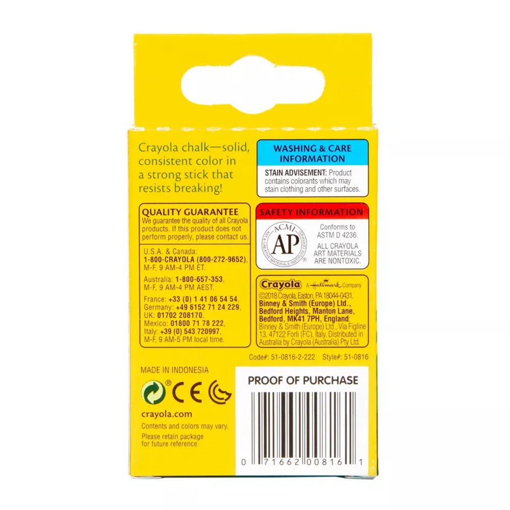 Crayola Chalk, Colored, 12 Ct