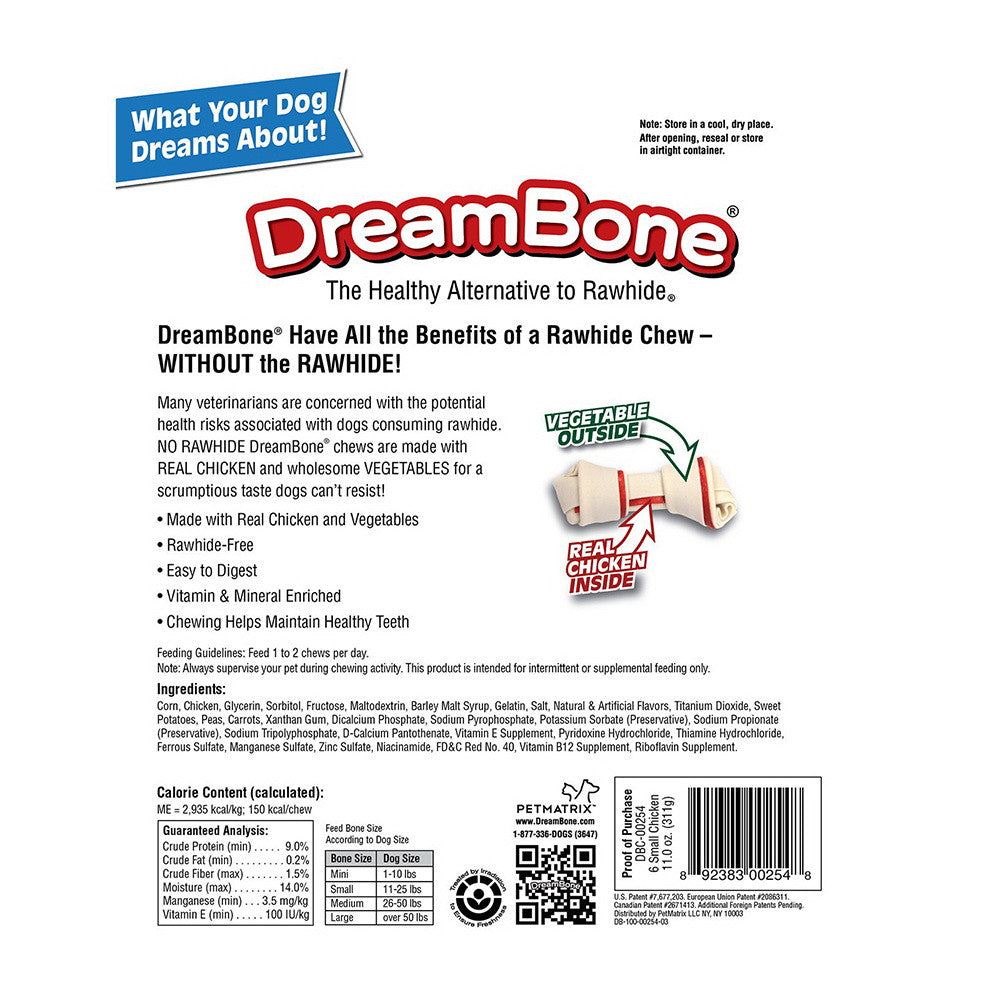 DreamBone Small Chews With Real Chicken 6 Count, Rawhide-FreeChews For Dogs