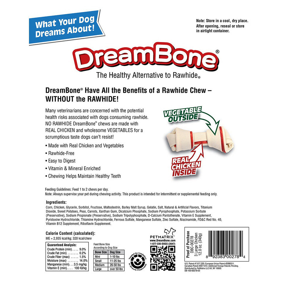DreamBone Vegetable and Chicken Large Dog Chews, 12 Oz