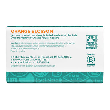 Toms of Maine Natural Bar Soap, Orange Blossom with Moroccan Argan Oil, 5 Oz