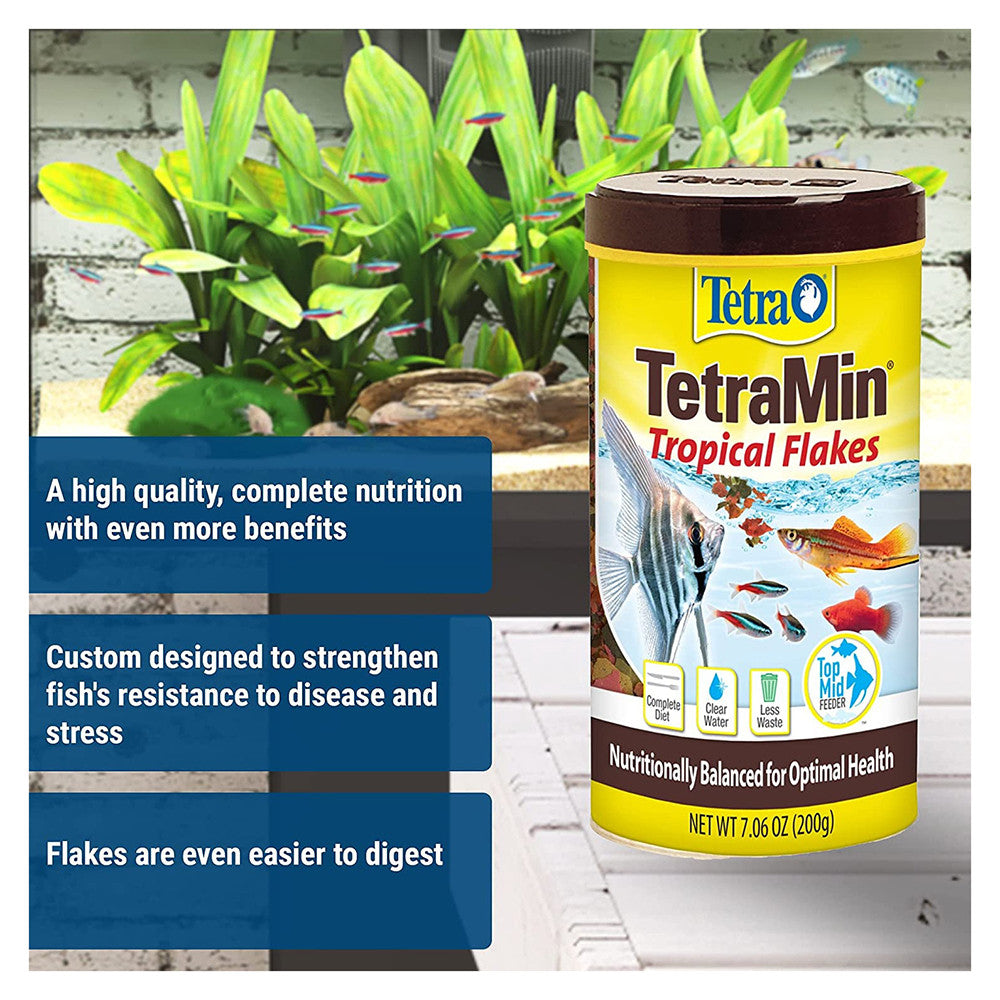 Tetra Tetra Min Tropical Flakes, Nutritionally Balanced Fish Food, 7.06 Oz