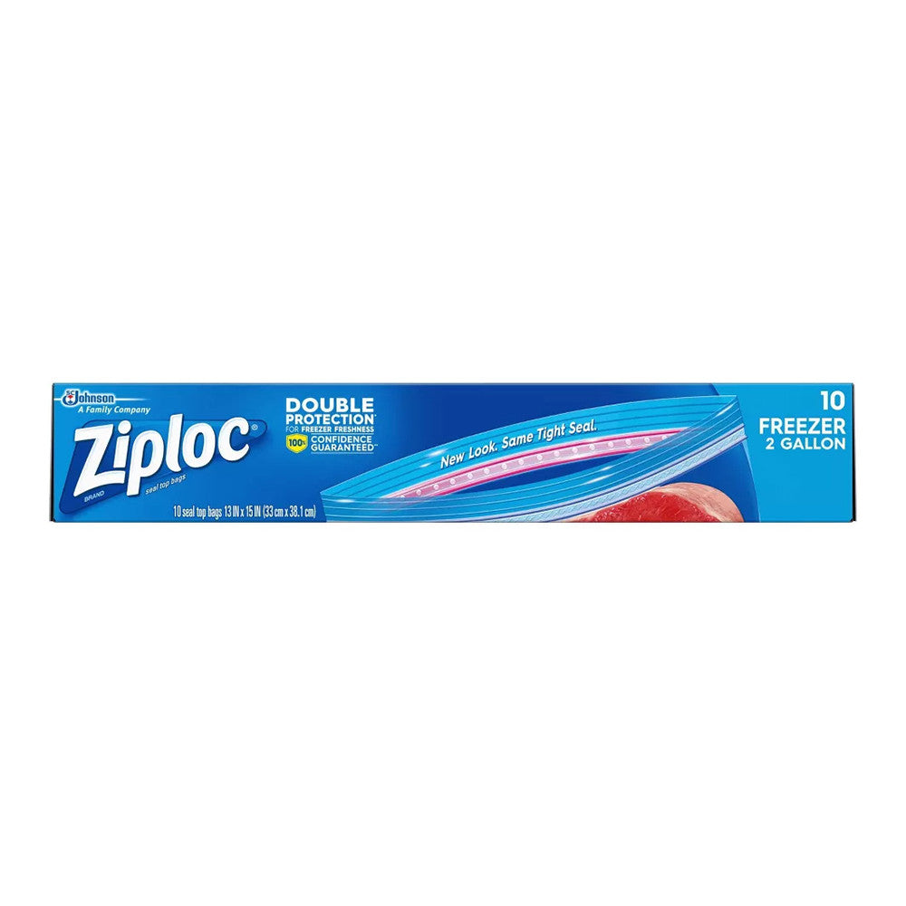 Ziploc Freezer Two Gallon Bags, 10 Ct