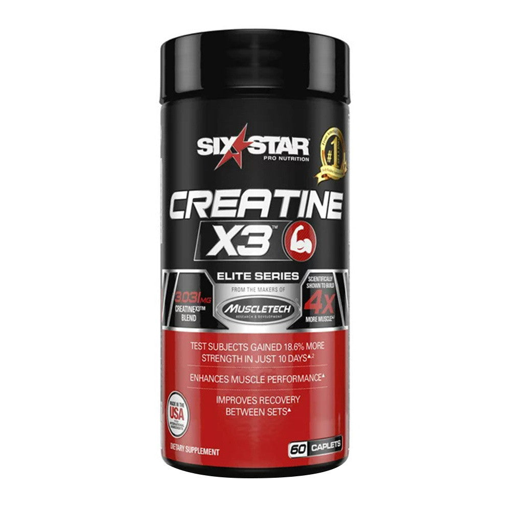 Six Star Creatine X3, Professional Strength Caplets, 60 Ea