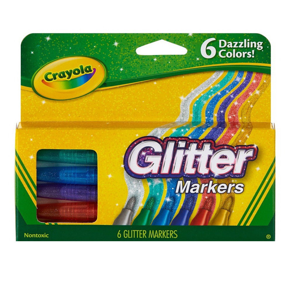Crayola Glitter Markers, Assorted Colors, 6 Ea
