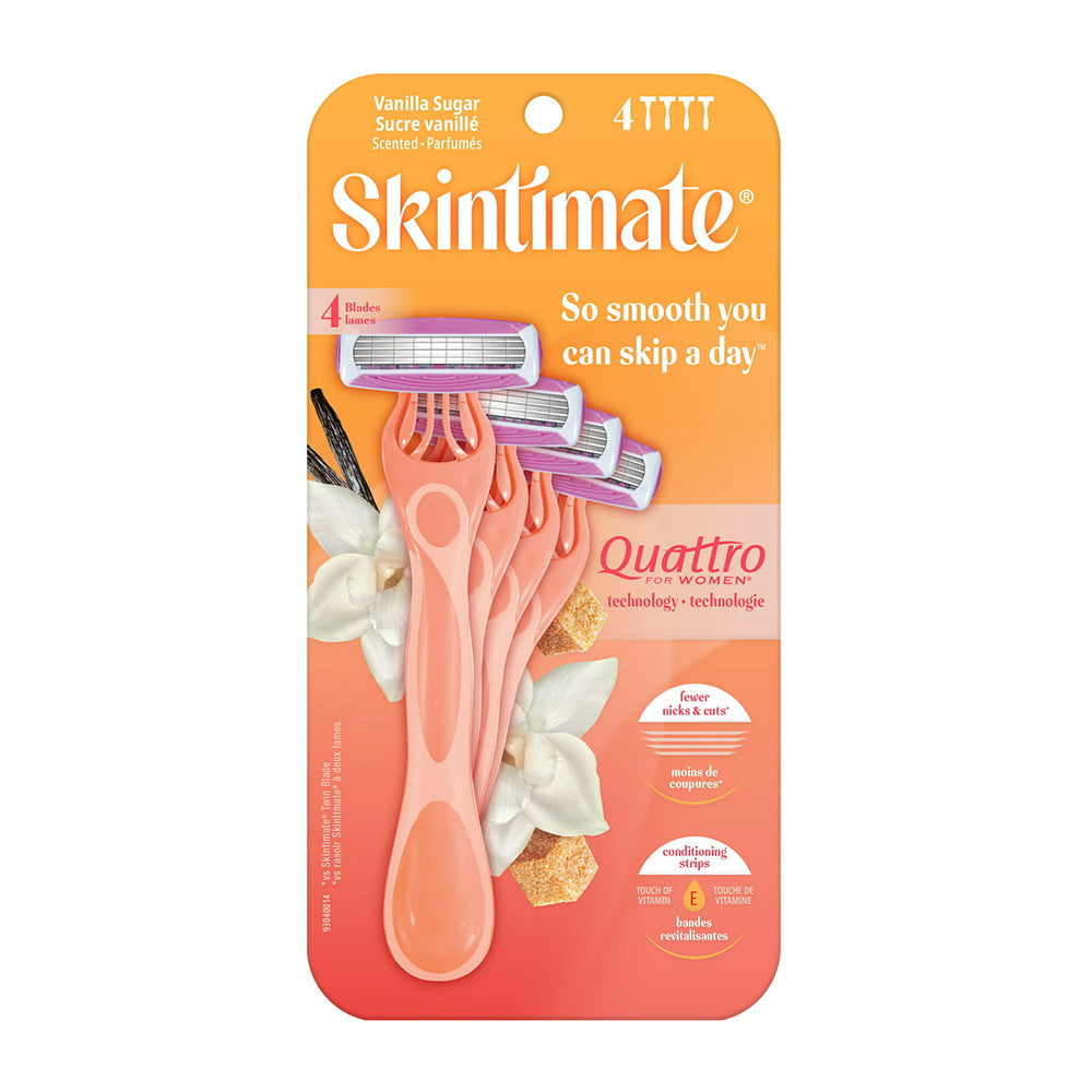 Skintimate Vanilla Sugar Disposable Razors, 4 Ct