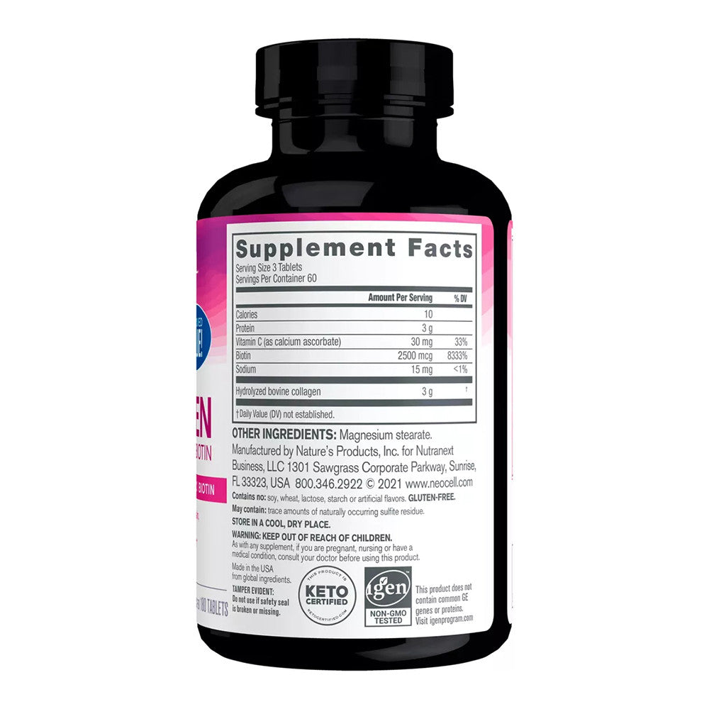 NeoCell Collagen Tablets With Vitamin C and Biotin, 180 Ct