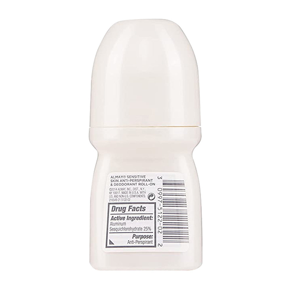 Almay Anti-Perspirant And Deodorant, Sensitive Skin, Roll-On, Fragrance Free, 1.7 oz