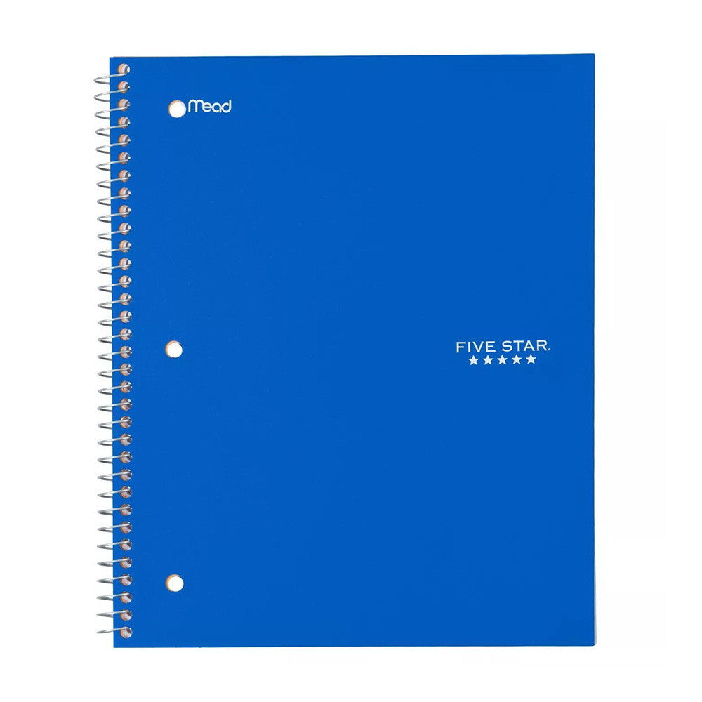 Five Star 1 Subject Wide Ruled Solid Spiral Notebook, Assorted, 1 Ea