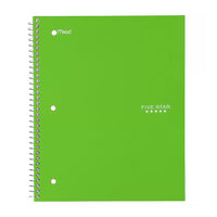 Five Star 1 Subject Wide Ruled Solid Spiral Notebook, Assorted, 1 Ea