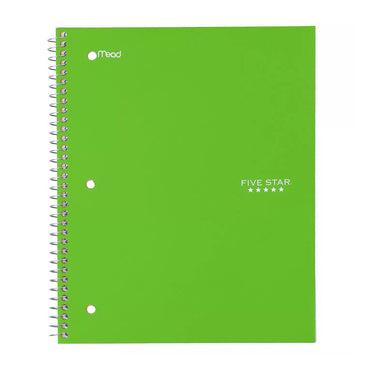 Five Star 1 Subject Wide Ruled Solid Spiral Notebook, Assorted, 1 Ea