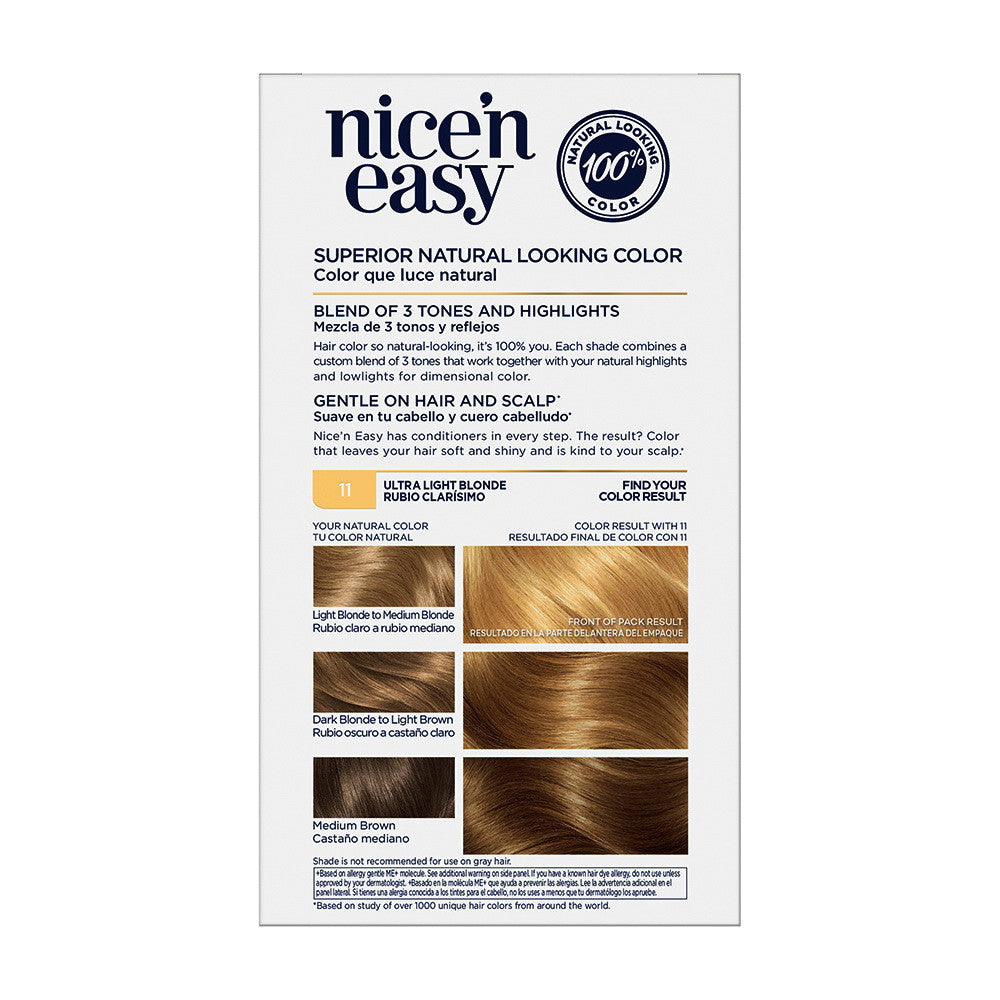 Clairol Nice 'n Easy Permanent Hair Color, 11 Ultra Light Blonde Kit, 1 Ea