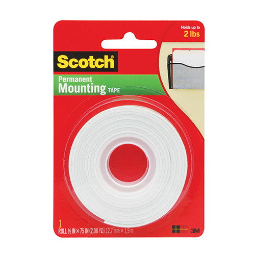3M Scotch Permanent Mounting Double Sided Tape, 1 Ea