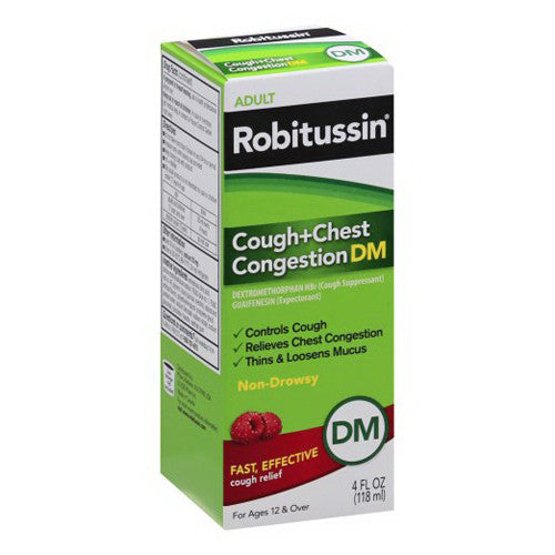 Robitussin Adult Cough and Chest Congestion DM Cough Relife Suppressant, Non-Drowsy, 4 Oz
