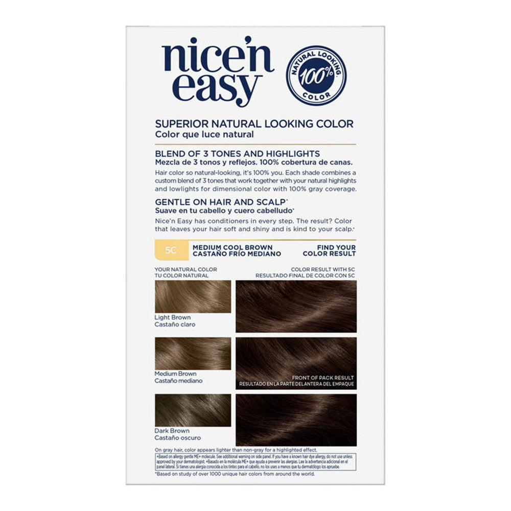 Clairol Nice n Easy Permanent Hair Color, 5C Medium Cool Brown, 1 Kit