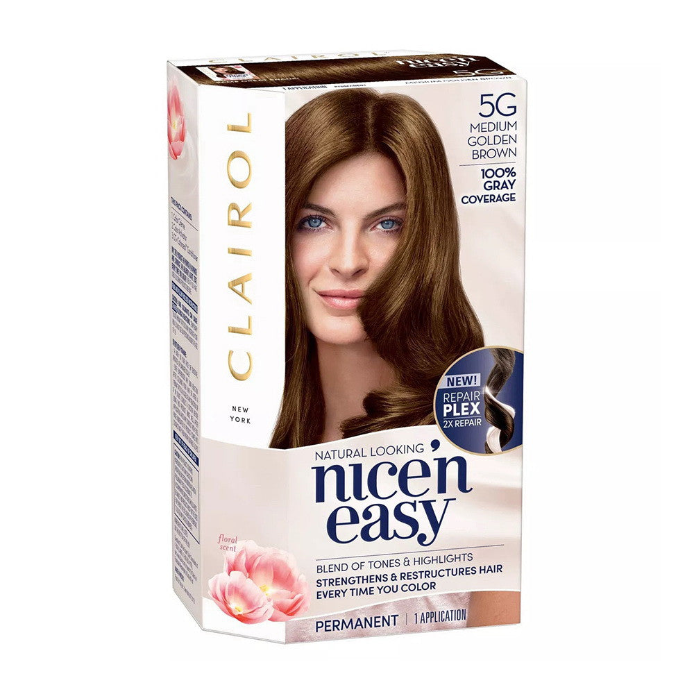 Clairol Nice'n Easy Permanent Hair Color Kit, 5G Medium Golden Brown, 1 Ea