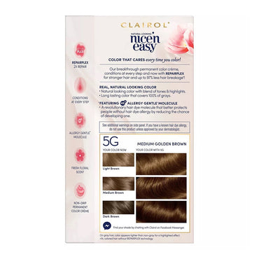 Clairol Nice'n Easy Permanent Hair Color Kit, 5G Medium Golden Brown, 1 Ea