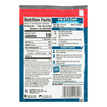 McCormick Meat Loaf Seasoning Mix 30% Less Sodium, 1.25 Oz
