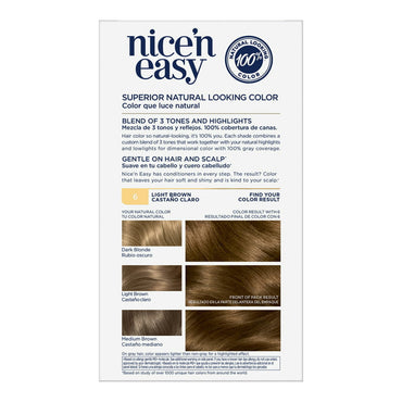 Clairol Nice n Easy Permanent Hair Color Creme, 6 Light Brown 1 Application, 1 Ea