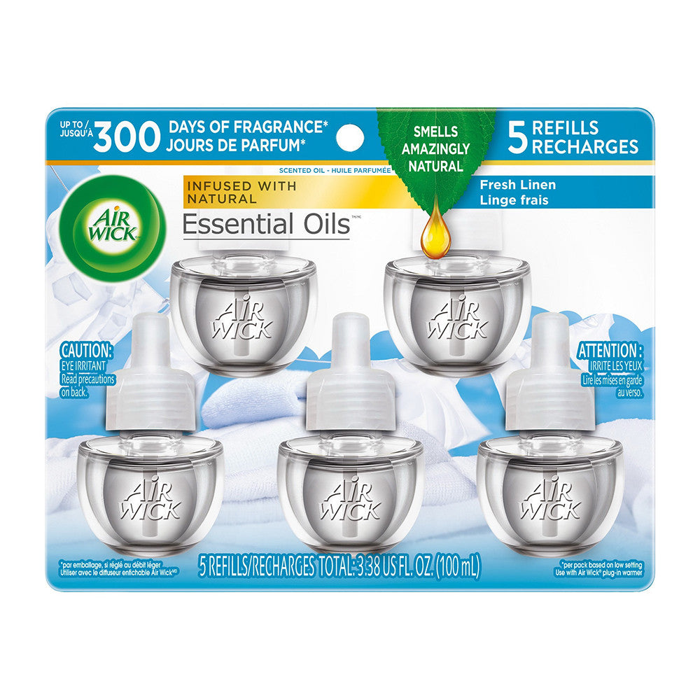 Air Wick Scented Oil Air Freshener Refill, Snuggle Fresh Linen, 0.67 Oz, 5 Ct