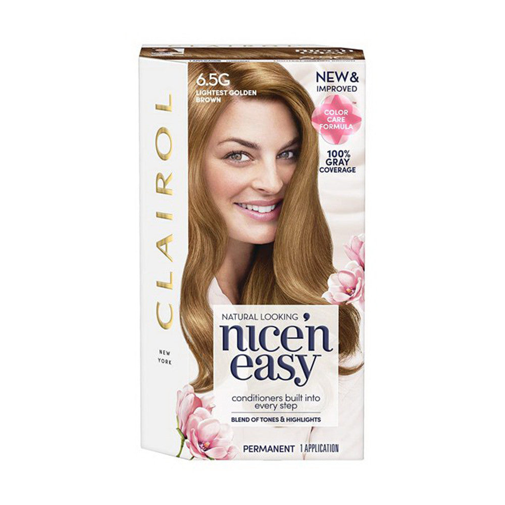 Clairol Nice N Easy Permanent Hair Color 6.5G Lightest Golden Brown, 1 Kit