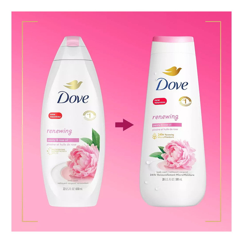 Dove Renewing Body Wash Peony And Rose Oil, 20 Oz