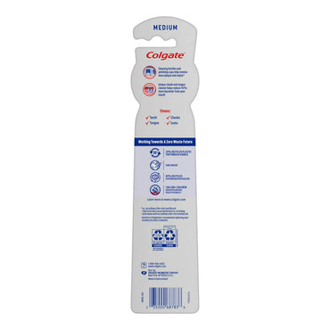 Colgate Manual Toothbrush with Tongue and Cheek Cleaner, Medium, 2 Ct
