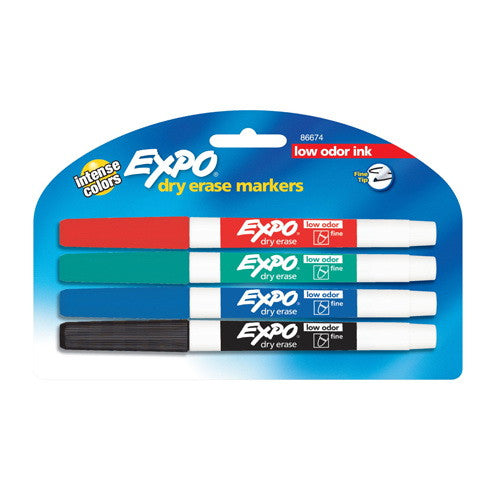 Expo Low Odor Dry Erase Pen Style Markers, 4 Ea