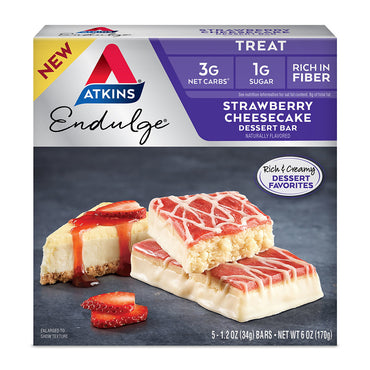 Atkins Endulge Treat Strawberry Cheesecake Dessert 5 Bars, 6 Oz